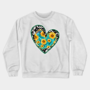 Sunflower Retro Heart Hippie Vintage Design Crewneck Sweatshirt